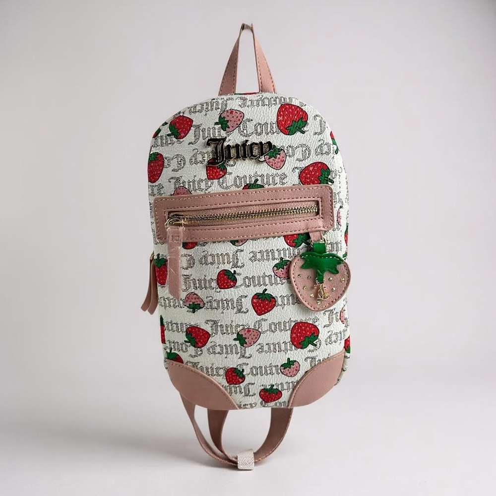 Juicy Couture ‘Freshly Picked’ Sling Bag Small White Pink Strawberry
